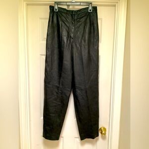 NWOTS  Black New Zealand lambskin leather Pants size 14 fully lined